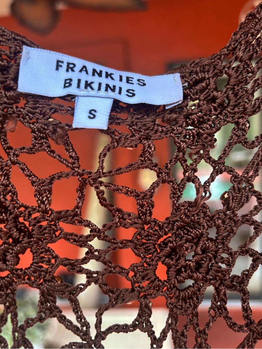 NWOT Frankie’s bikinis pearl crochet coverup set in bourbon - Picture 15 of 16